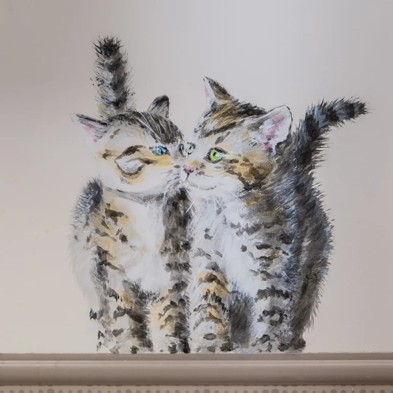 Fresque murale de deux chatons